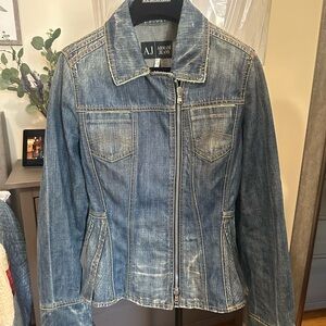 Armani Jeans Women's Distressed Blue Jacket